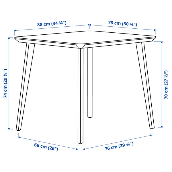 LISABO / LYCKAN table and 2 chairs, ash veneer/birch veneer, 88x78 cm