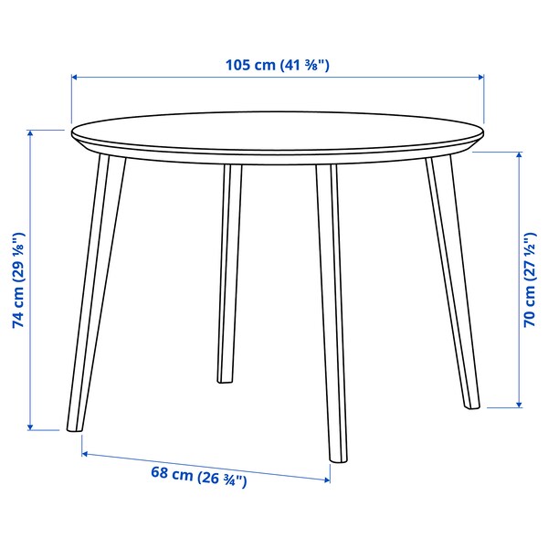 LISABO / LYCKAN table and 4 chairs, ash veneer/yellow birch veneer, 105 cm