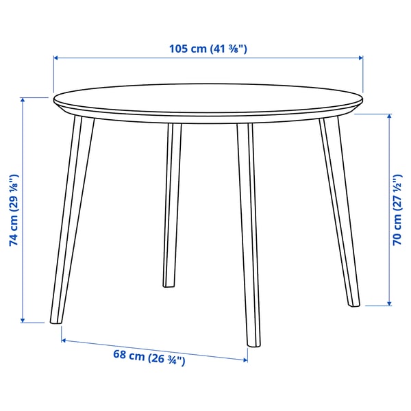 LISABO / LYCKAN table and 4 chairs, ash veneer/yellow birch veneer, 105 cm