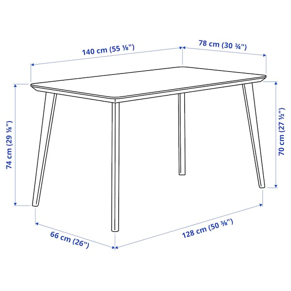 LISABO / LYCKAN table and 4 chairs, ash veneer/birch veneer, 140x78 cm