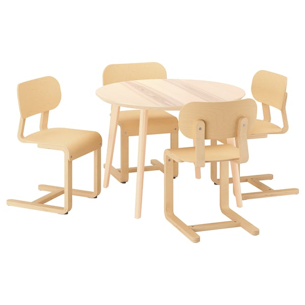 LISABO / LYCKAN - LISABO / LYCKAN Table and 4 chairs, ash veneer/birch veneer, 105 cm