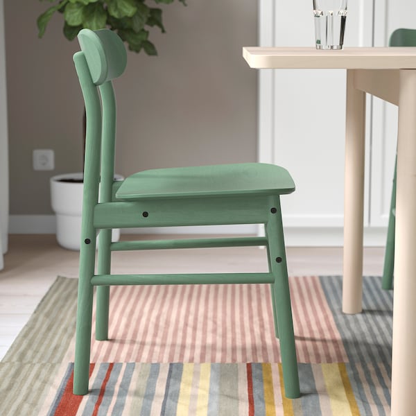 LISABO / RÖNNINGE - Table and 4 chairs, ash veneer/green,105 cm