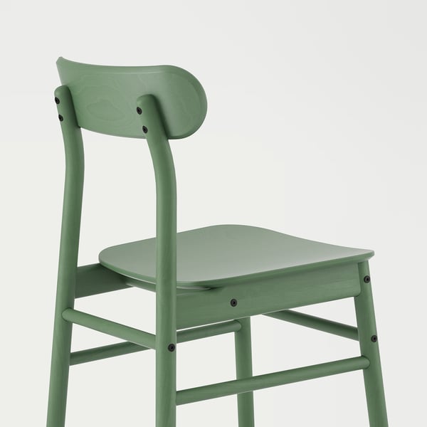 LISABO / RÖNNINGE table and 6 chairs, ash veneer/green, 200x78 cm