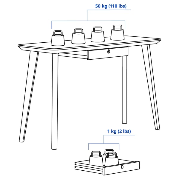 LISABO desk, ash veneer, 118x45 cm