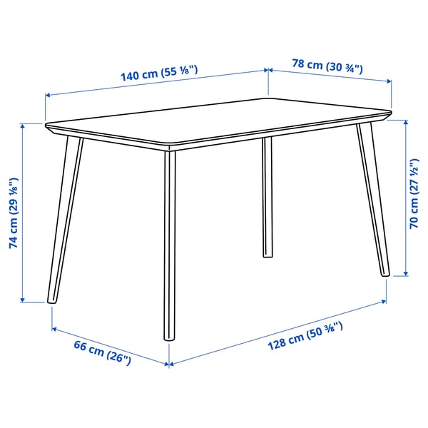 LISABO - Table, ash veneer, 140x78 cm