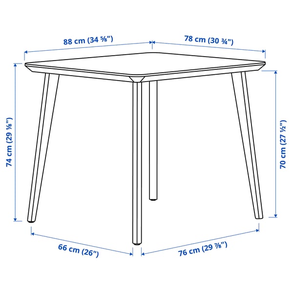 LISABO - Table, ash veneer, 88x78 cm