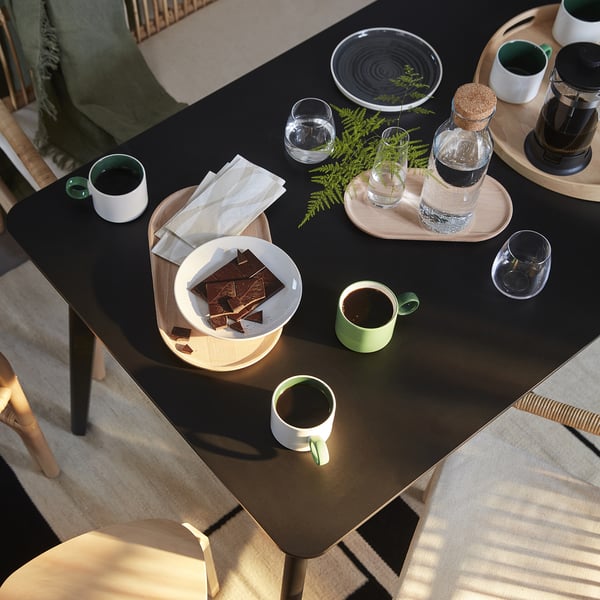 LISABO table, black/ash veneer, 140x78 cm
