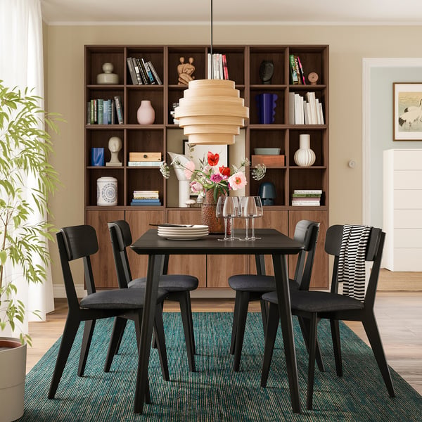 LISABO table, black/ash veneer, 140x78 cm