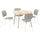 LISABO / VIHALS table and 4 chairs, ash veneer/white Tibbleby beige-grey, 105 cm