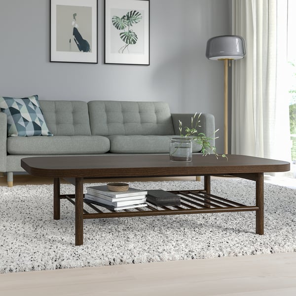 LISTERBY coffee table, dark brown beech veneer, 140x60 cm