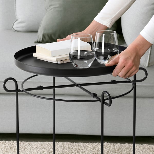 LIVELYCKE tray table, black, 50 cm
