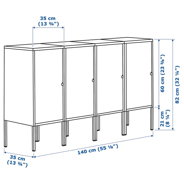 LIXHULT storage combination, anthracite, 140x35x82 cm