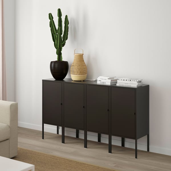 LIXHULT storage combination, anthracite, 140x35x82 cm