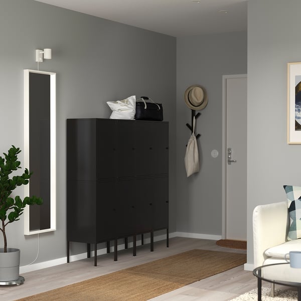 LIXHULT storage combination, anthracite, 140x35x142 cm