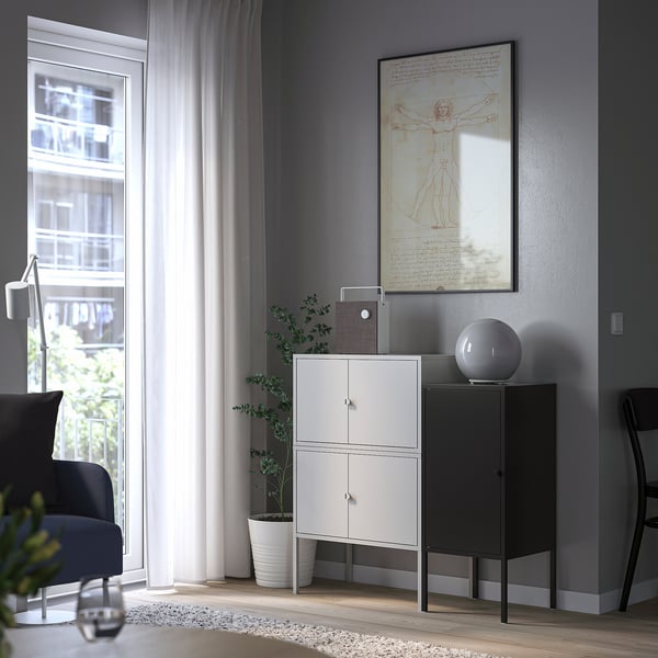 LIXHULT cabinet combination, grey/anthracite, 95x35x92 cm