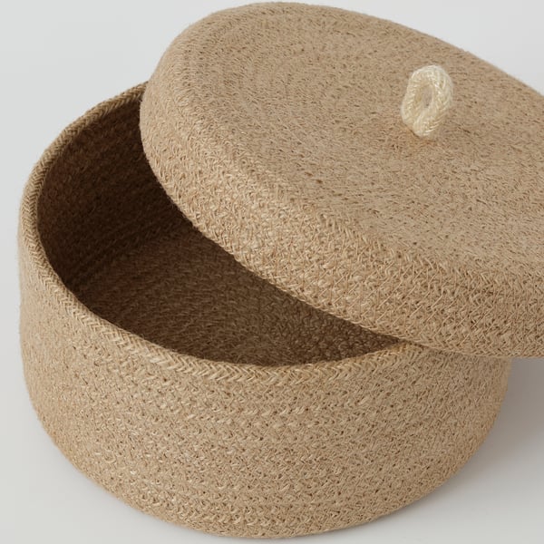 LJUNGAN basket with lid, 20x10 cm