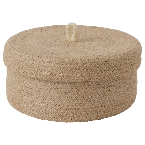 LJUNGAN basket with lid, 20x10 cm