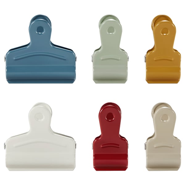 LJUNGJORDFLY set of 6 locking clips, multicolor