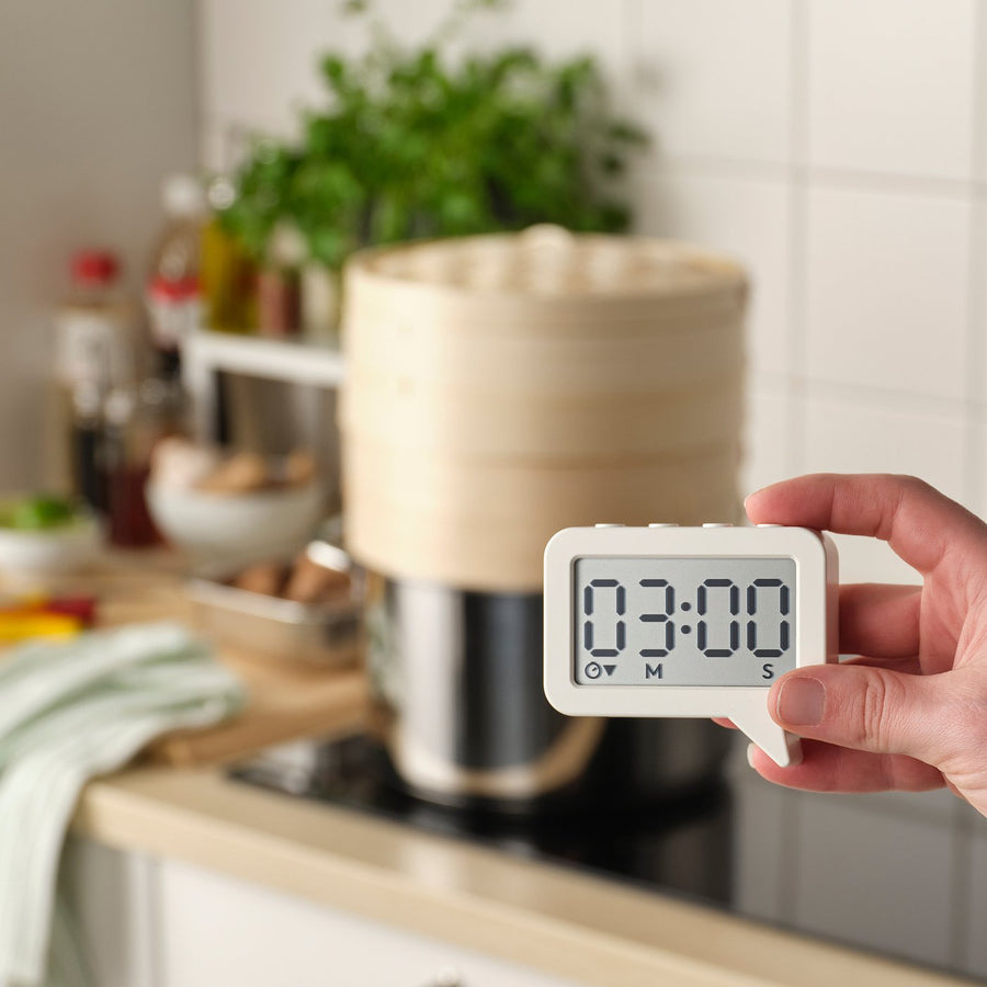 LJUNGPIPARE clock/timer, white, 8x7 cm