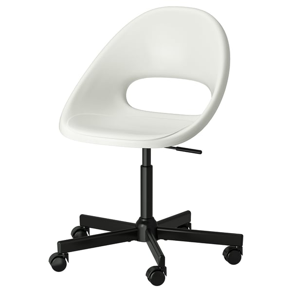 LOBERGET / MALSKÄR swivel chair, white/black, 40x90x67 cm