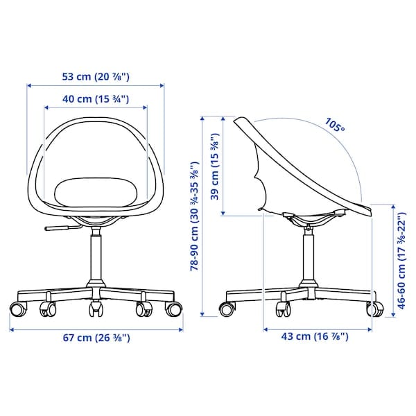 Ikea LOBERGET / MALSKÄR - Swivel chair, white