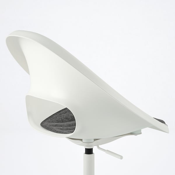 LOBERGET / MALSKÄR swivel chair + pad, white/dark grey, 67x90x67 cm