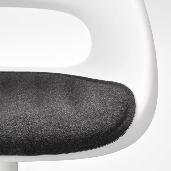 LOBERGET / MALSKÄR swivel chair + pad, white/dark grey, 67x90x67 cm