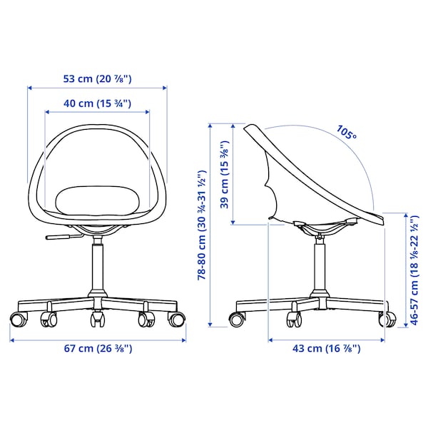 LOBERGET / MALSKÄR swivel chair + pad, white/dark grey, 67x90x67 cm