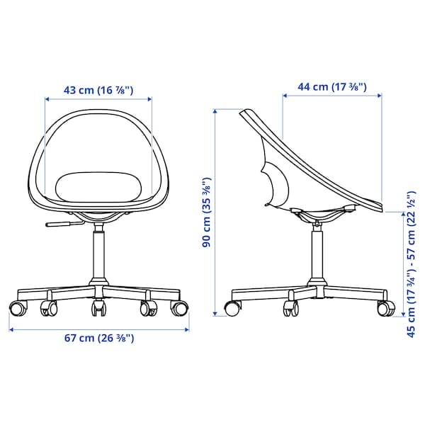 Ikea LOBERGET / MALSKÄR - Swivel chair and cushion, white/lilac