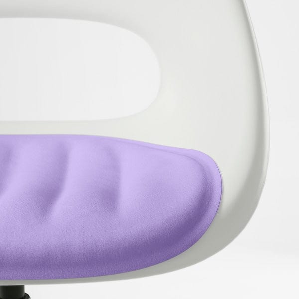 Ikea LOBERGET / MALSKÄR - Swivel chair and cushion, white/lilac