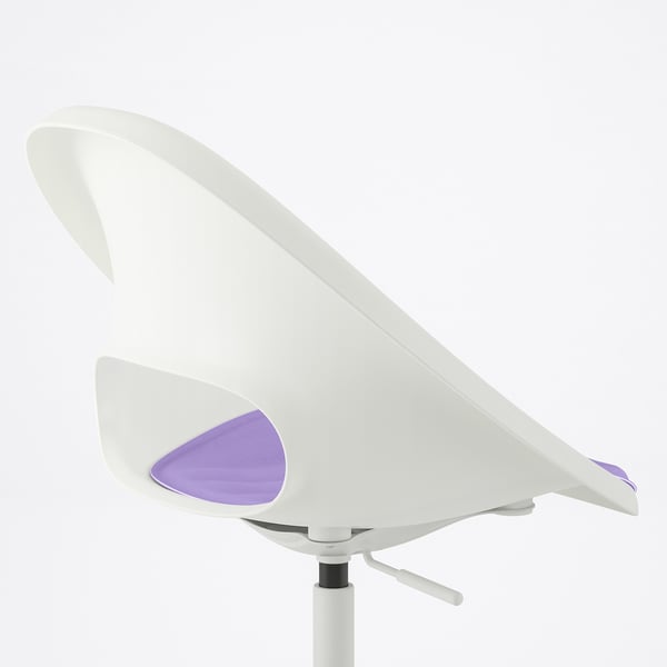 LOBERGET / MALSKÄR swivel chair + pad, white/lilac