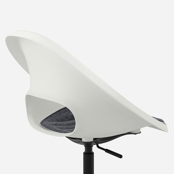 LOBERGET / MALSKÄR swivel chair + pad, white black/dark grey, 40x90x67 cm