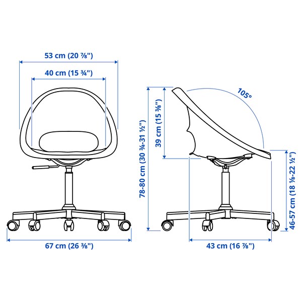 LOBERGET / MALSKÄR swivel chair + pad, white black/dark grey, 67x90x67 cm