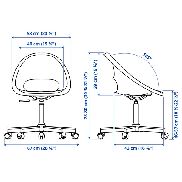 LOBERGET / MALSKÄR swivel chair + pad, white black/dark grey, 67x90x67 cm