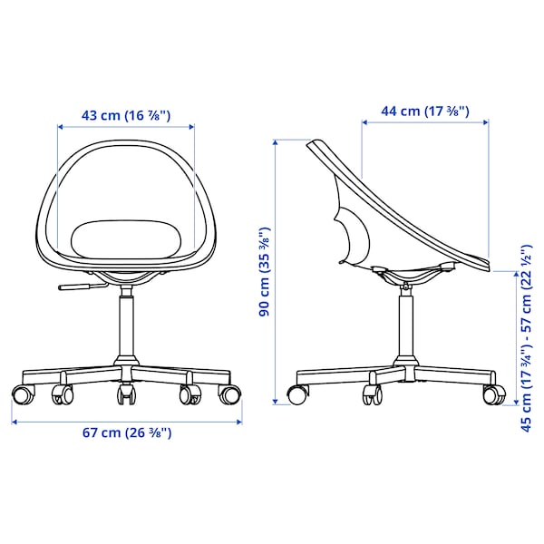 LOBERGET / MALSKÄR - Swivel chair and cushion, white black/lilac