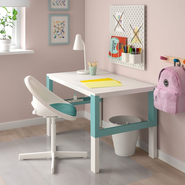 LOBERGET / SIBBEN - Children's desk chair/cushion, white/turquoise ,