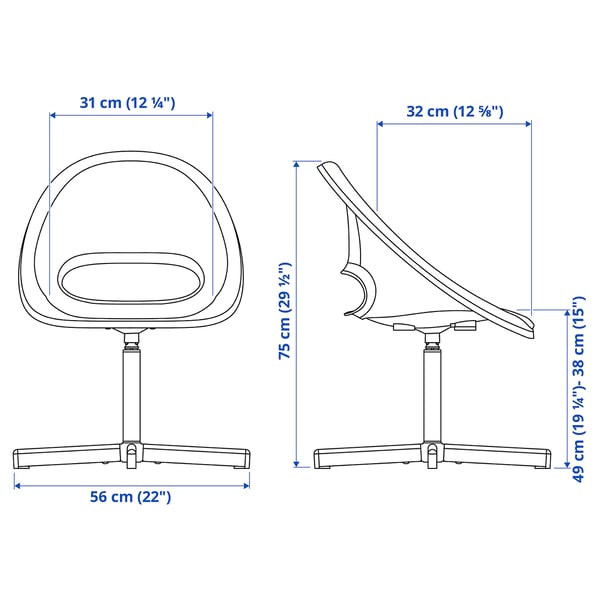 LOBERGET / SIBBEN children's desk chair, white, 56 cm