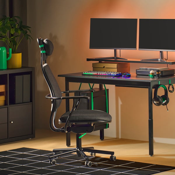 LÖPARBANA gaming chair, Vissle dark grey, 66 cm