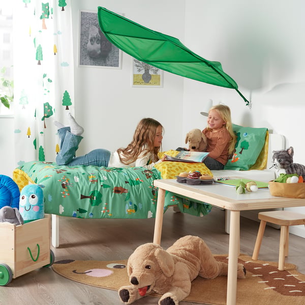 LÖVA bed canopy, leaf/green, 136x90 cm