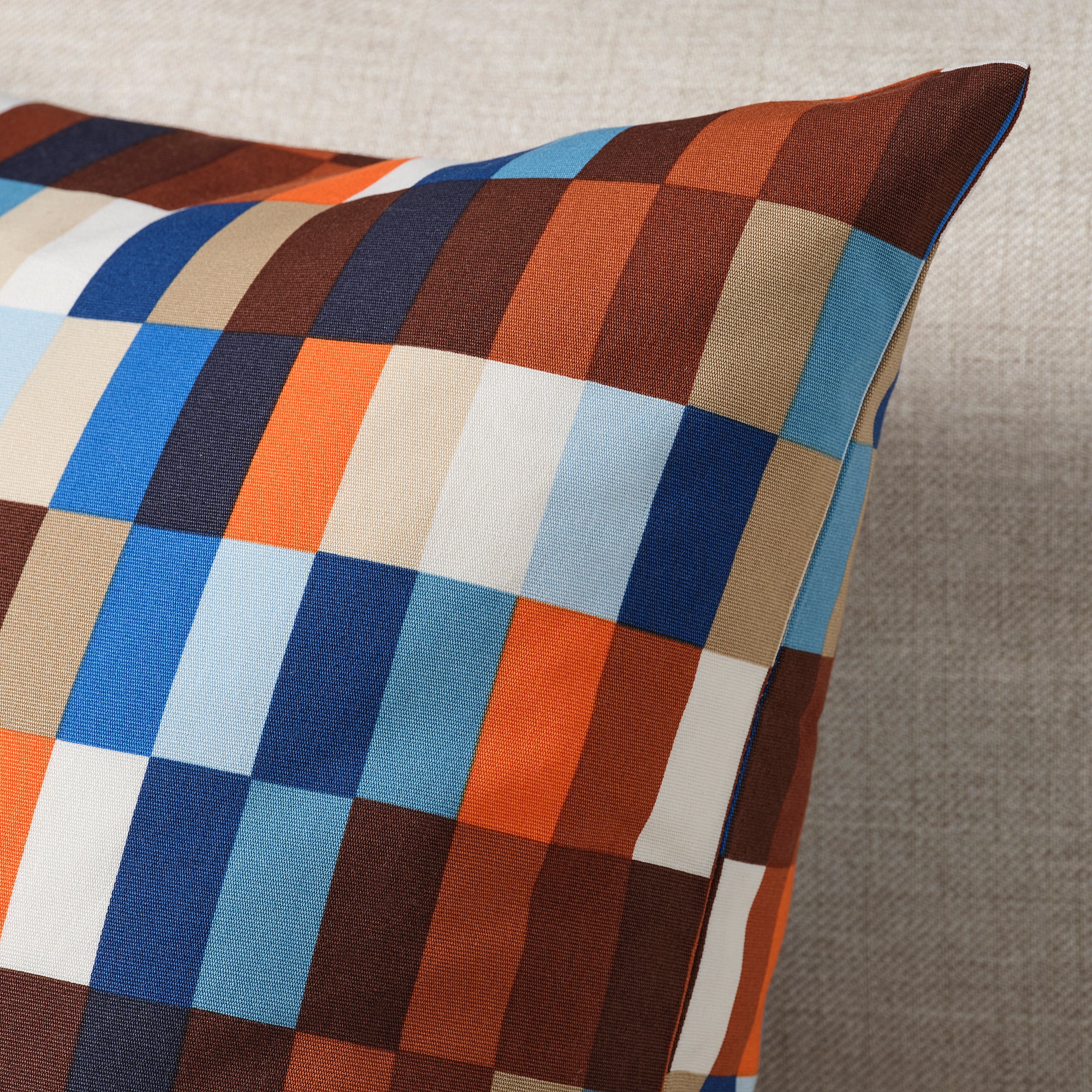 LÖVNATURSKOG cushion cover, brown/blue, 50x50 cm