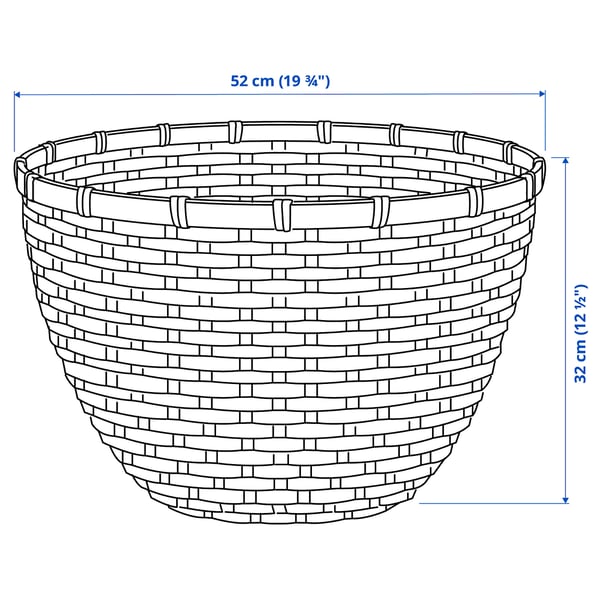 LÖVRÄFSA basket, bamboo, 50x32 cm