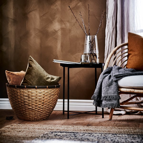 LÖVRÄFSA basket, bamboo, 50x32 cm