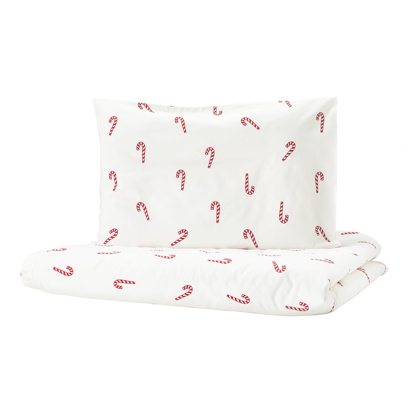 LÖVSÅNGARE duvet cover 1 pillowcase for cot, candy cane pattern, 110x125/35x55 cm