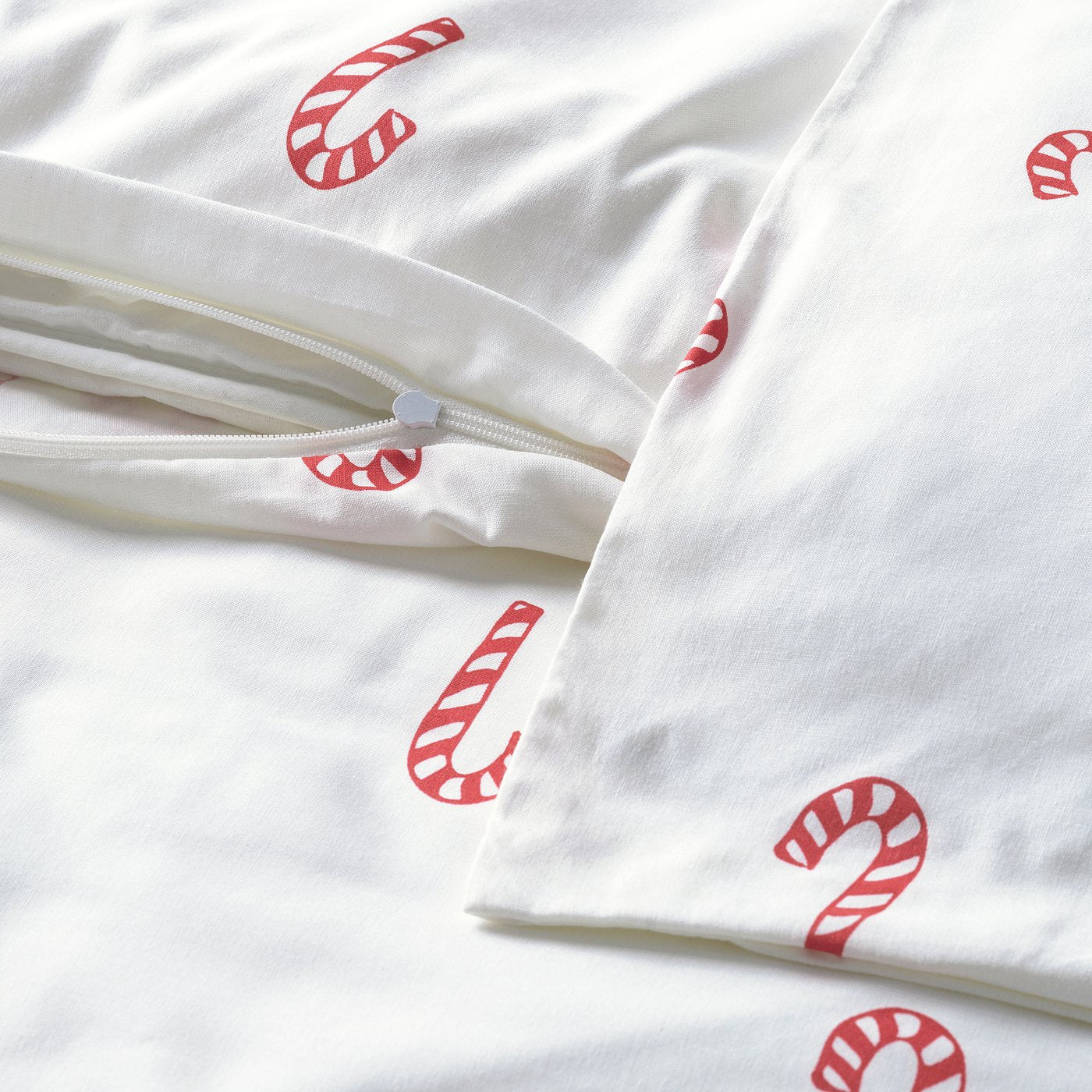 LÖVSÅNGARE duvet cover 1 pillowcase for cot, candy cane pattern, 110x125/35x55 cm