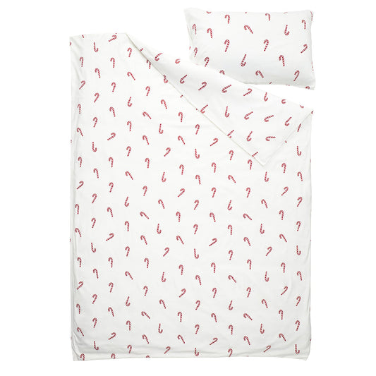 LÖVSÅNGARE duvet cover and pillowcase, candy cane pattern, 150x200/50x80 cm