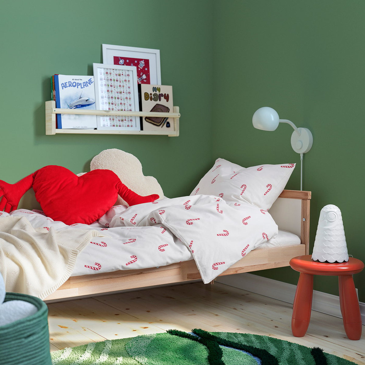 LÖVSÅNGARE duvet cover and pillowcase, candy cane pattern, 150x200/50x80 cm