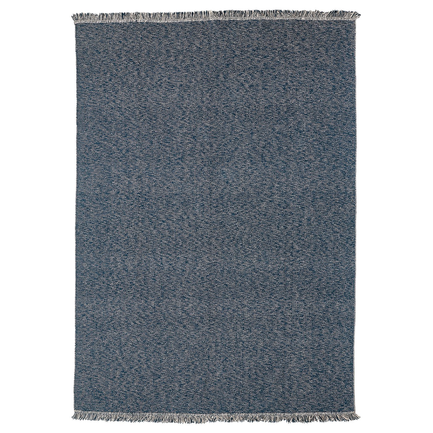 LOKBYTE rug, flatwoven, dark blue/light beige, 170x240 cm