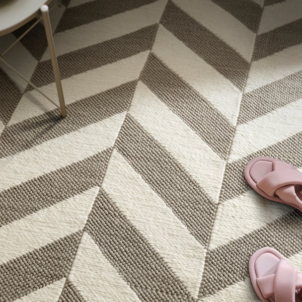 LOKSTALL rug, flatwoven, grey/beige, 170x240 cm