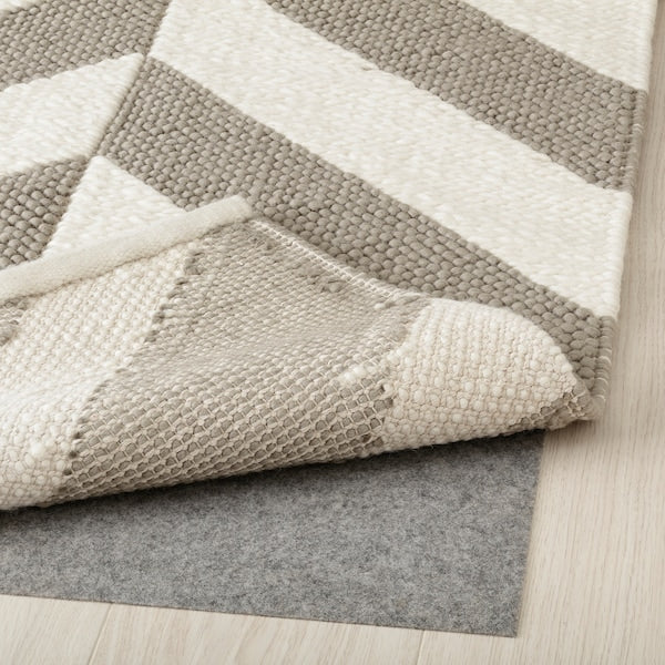 LOKSTALL - Rug, flatwoven, grey/beige, 170x240 cm