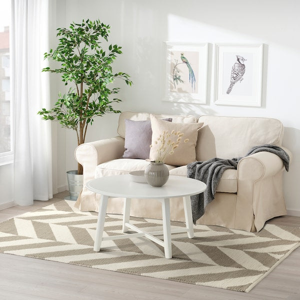 LOKSTALL - Carpet, flatweave, grey/beige, 170x240 cm